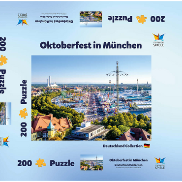 Blick auf das Oktoberfest in München, Theresienwiese, Bayern 200 Puzzle Schachtel 3D Modell