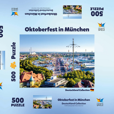 Blick auf das Oktoberfest in München, Theresienwiese, Bayern 500 Puzzle Schachtel 3D Modell