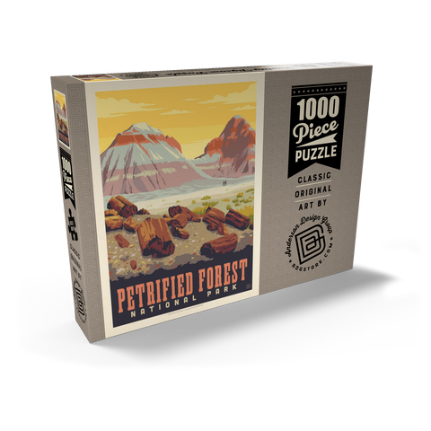Darstellung des Puzzle Motivs Petrified Forest National Park: Painted Hills, Vintage Poster Petrified Forest National Park: Painted Hills, Vintage Poster 1000 Puzzle Schachtel Ansicht2