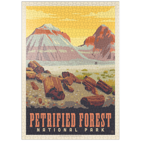 Darstellung des Puzzle Motivs Petrified Forest National Park: Painted Hills, Vintage Poster puzzleplate Petrified Forest National Park: Painted Hills, Vintage Poster 1000 Puzzle