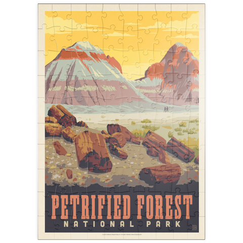 Darstellung des Puzzle Motivs Petrified Forest National Park: Painted Hills, Vintage Poster puzzleplate Petrified Forest National Park: Painted Hills, Vintage Poster 100 Puzzle