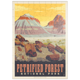 Darstellung des Puzzle Motivs Petrified Forest National Park: Painted Hills, Vintage Poster - Puzzleteile: 100