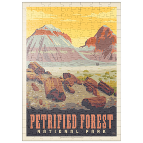 Darstellung des Puzzle Motivs Petrified Forest National Park: Painted Hills, Vintage Poster - Puzzleteile: 200
