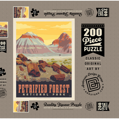 Darstellung des Puzzle Motivs Petrified Forest National Park: Painted Hills, Vintage Poster Petrified Forest National Park: Painted Hills, Vintage Poster 200 Puzzle Schachtel 3D Modell