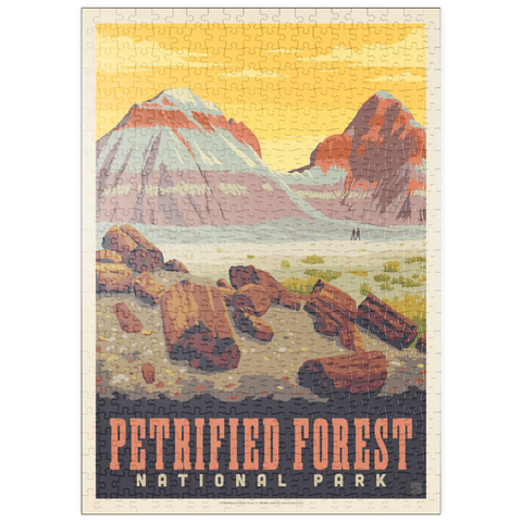 Darstellung des Puzzle Motivs Petrified Forest National Park: Painted Hills, Vintage Poster puzzleplate Petrified Forest National Park: Painted Hills, Vintage Poster 500 Puzzle