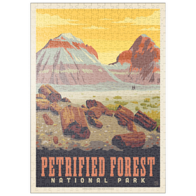 Darstellung des Puzzle Motivs Petrified Forest National Park: Painted Hills, Vintage Poster - Puzzleteile: 500