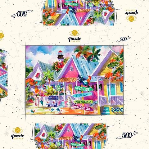 Conch Republic – Aquarellkunst 500 Puzzle Schachtel 3D Modell