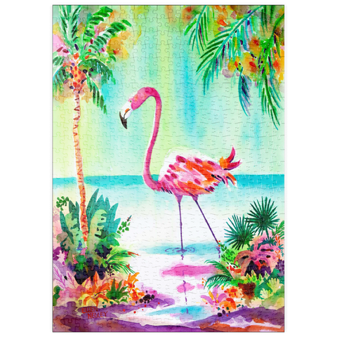 puzzleplate Flamingo-Lagune – Aquarellkunstwerk 500 Puzzle