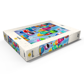 Darstellung des Puzzle Motivs Blaue Bojen – Aquarellkunst - Puzzleteile: 1000