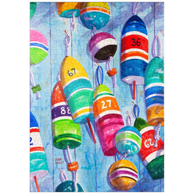 Darstellung des Puzzle-Motivs Blaue Bojen – Aquarellkunst – Puzzleteile: 1000