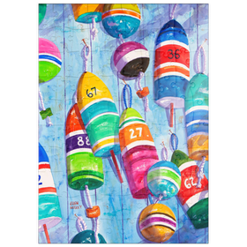 Darstellung des Puzzle Motivs Blaue Bojen – Aquarellkunst - Puzzleteile: 100