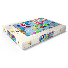 Alternative Darstellung des Puzzle-Motivs Blaue Bojen – Aquarellkunst – Puzzleteile: 200