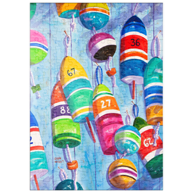 Darstellung des Puzzle Motivs Blaue Bojen – Aquarellkunst - Puzzleteile: 200