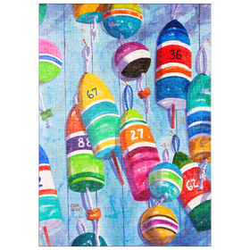 Darstellung des Puzzle-Motivs Blaue Bojen – Aquarellkunst – Puzzleteile: 500