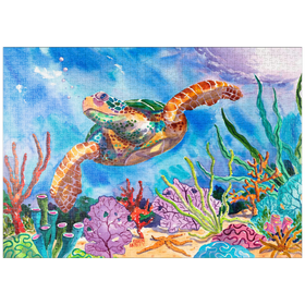 Darstellung des Puzzle Motivs Reef Rider – Aquarellkunst - Puzzleteile: 1000