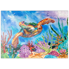 Darstellung des Puzzle-Motivs Reef Rider – Aquarellkunst – Puzzleteile: 200