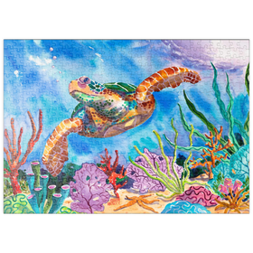 Darstellung des Puzzle Motivs Reef Rider – Aquarellkunst - Puzzleteile: 500