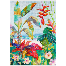 Darstellung des Puzzle Motivs Florida-Laub – Aquarellkunst - Puzzleteile: 1000