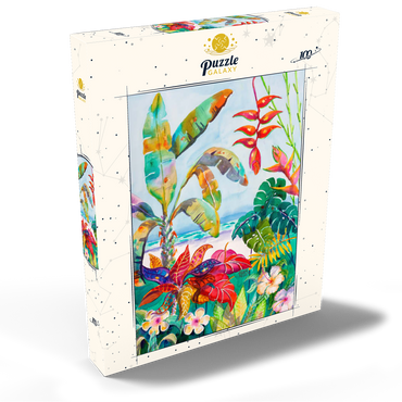 Florida-Laub – Aquarellkunst 100 Puzzle Schachtel Ansicht2