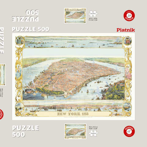 Piatnik: Stadtplan New York, 1853 500 Puzzle Schachtel 3D Modell