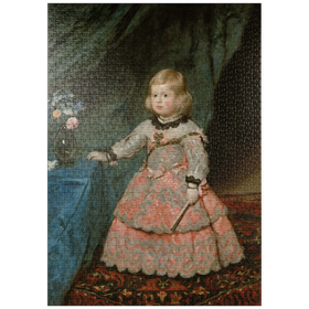 Darstellung des Puzzle Motivs Piatnik: Infantin Margarita Teresa in rosafarbenem Kleid, Diego Velázquez - Puzzleteile: 1000
