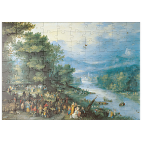 Darstellung des Puzzle Motivs Piatnik: Landschaft mit dem jungen Tobias - Puzzleteile: 100