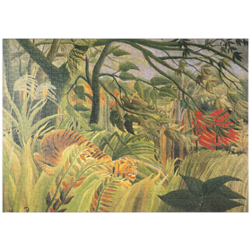Darstellung des Puzzle-Motivs Piatnik: Tiger in einem tropischen Sturm, Henri Rousseau – Puzzleteile: 1000