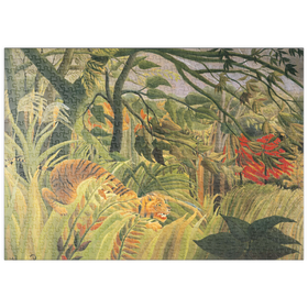 Darstellung des Puzzle Motivs Piatnik: Tiger in einem tropischen Sturm, Henri Rousseau - Puzzleteile: 500