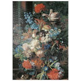 Darstellung des Puzzle Motivs Piatnik: Blumenstrauß vor Parklandschaft, Jan van Huysum - Puzzleteile: 500