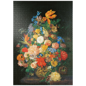 Darstellung des Puzzle-Motivs Piatnik: Ein Blumenstrauß in einer Vase, Franz Xaver Petter – Puzzleteile: 1000