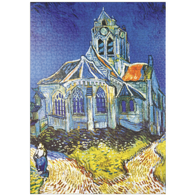 Darstellung des Puzzle Motivs Piatnik: Die Kirche von Auvers, Vincent van Gogh - Puzzleteile: 1000