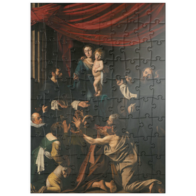 Darstellung des Puzzle Motivs Piatnik: Rosenkranzmadonna, Michelangelo Merisi da Caravaggio - Puzzleteile: 100