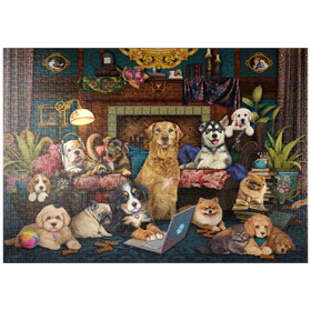 Darstellung des Puzzle Motivs Wuffen von zu Hause aus - Brigid Ashwood - Puzzleteile: 1000