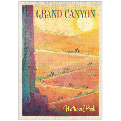 puzzleplate Grand Canyon National Park: Mule Train (Mod Design), Vintage Poster 1000 Puzzle
