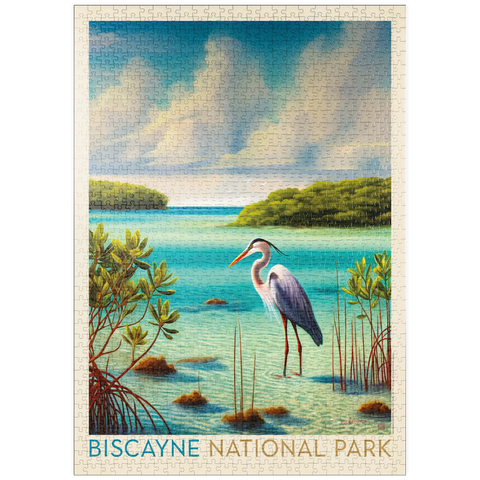 Darstellung des Puzzle Motivs Biscayne National Park: Unter den Mangroven puzzleplate Biscayne National Park: Among The Mangroves, Vintage Poster 1000 Puzzle