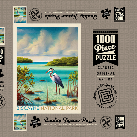 Darstellung des Puzzle Motivs Biscayne National Park: Unter den Mangroven Biscayne National Park: Among The Mangroves, Vintage Poster 1000 Puzzle Schachtel 3D Modell