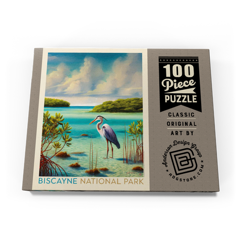 Darstellung des Puzzle Motivs Biscayne National Park: Unter den Mangroven Biscayne National Park: Among The Mangroves, Vintage Poster 100 Puzzle Schachtel Ansicht3