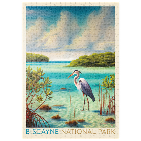 Darstellung des Puzzle Motivs Biscayne National Park: Unter den Mangroven puzzleplate Biscayne National Park: Among The Mangroves, Vintage Poster 500 Puzzle