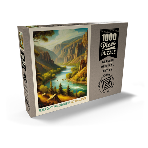 Darstellung des Puzzle Motivs Black Canyon of the Gunnison National Park: Sommerpracht Black Canyon of the Gunnison National Park: Summer Splendor, Vintage Poster 1000 Puzzle Schachtel Ansicht2