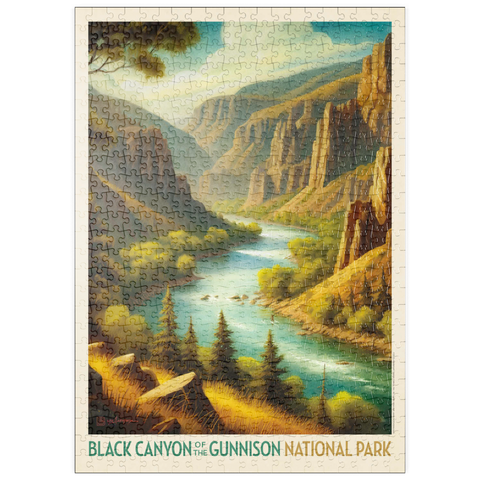 Darstellung des Puzzle Motivs Black Canyon of the Gunnison National Park: Sommerpracht puzzleplate Black Canyon of the Gunnison National Park: Summer Splendor, Vintage Poster 500 Puzzle