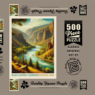 Darstellung des Puzzle Motivs Black Canyon of the Gunnison National Park: Summer Splendor, Vintage Poster 500 Puzzle Schachtel 3D Modell
