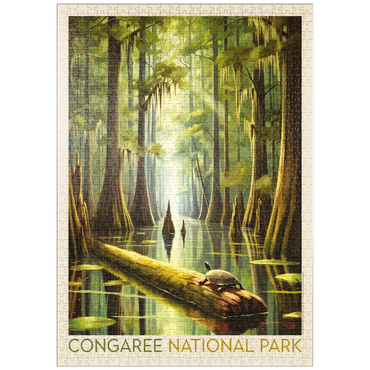 Darstellung des Puzzle Motivs puzzleplate Congaree National Park: Turtle Time, Vintage Poster 1000 Puzzle