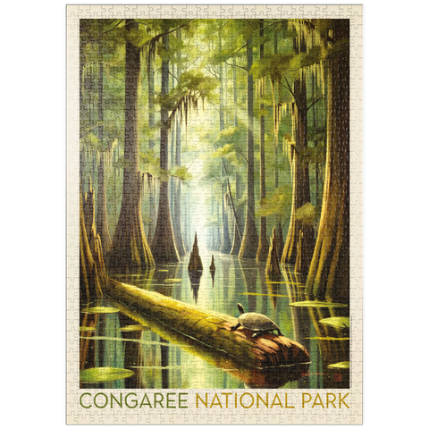 Darstellung des Puzzle Motivs Congaree National Park: Schildkrötenzeit puzzleplate Congaree National Park: Turtle Time, Vintage Poster 1000 Puzzle