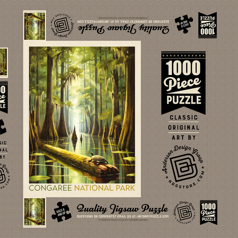 Darstellung des Puzzle Motivs Congaree National Park: Schildkrötenzeit Congaree National Park: Turtle Time, Vintage Poster 1000 Puzzle Schachtel 3D Modell