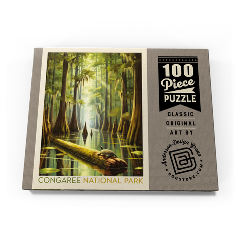 Darstellung des Puzzle Motivs Congaree National Park: Schildkrötenzeit Congaree National Park: Turtle Time, Vintage Poster 100 Puzzle Schachtel Ansicht3