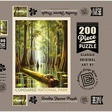 Darstellung des Puzzle Motivs Congaree National Park: Turtle Time, Vintage Poster 200 Puzzle Schachtel 3D Modell