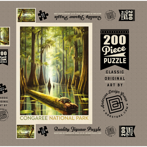 Darstellung des Puzzle Motivs Congaree National Park: Schildkrötenzeit Congaree National Park: Turtle Time, Vintage Poster 200 Puzzle Schachtel 3D Modell