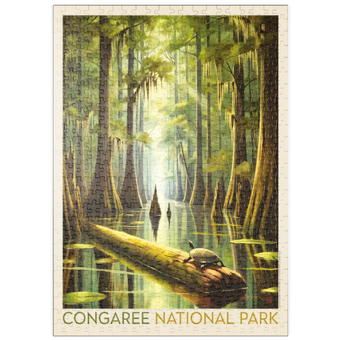 Darstellung des Puzzle Motivs Congaree National Park: Schildkrötenzeit puzzleplate Congaree National Park: Turtle Time, Vintage Poster 500 Puzzle