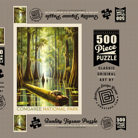 Darstellung des Puzzle Motivs Congaree National Park: Schildkrötenzeit Congaree National Park: Turtle Time, Vintage Poster 500 Puzzle Schachtel 3D Modell
