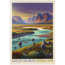Darstellung des Puzzle Motivs Gates Of The Arctic National Park: Fuchs bei Dämmerung - Puzzleteile: 1000